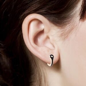 Hirotaka Birds of Paradise Half Hoop Earring Black and Gold